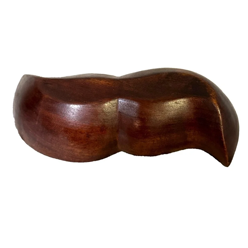 Vintage Mid Century Modern Hand Carved Monkey Pod Wood‎ Chunky Dish Bowl 8